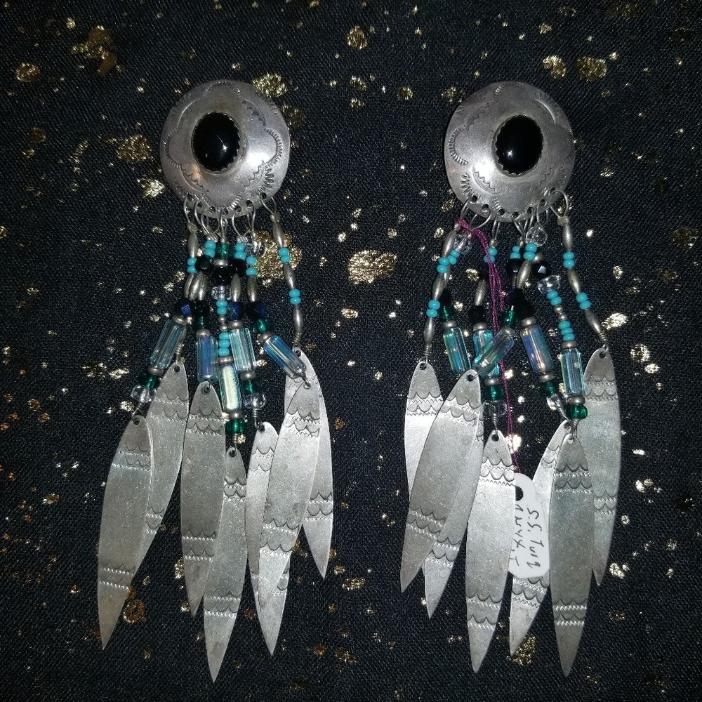 Vintage Signed NAI S.S. Concho Earrings